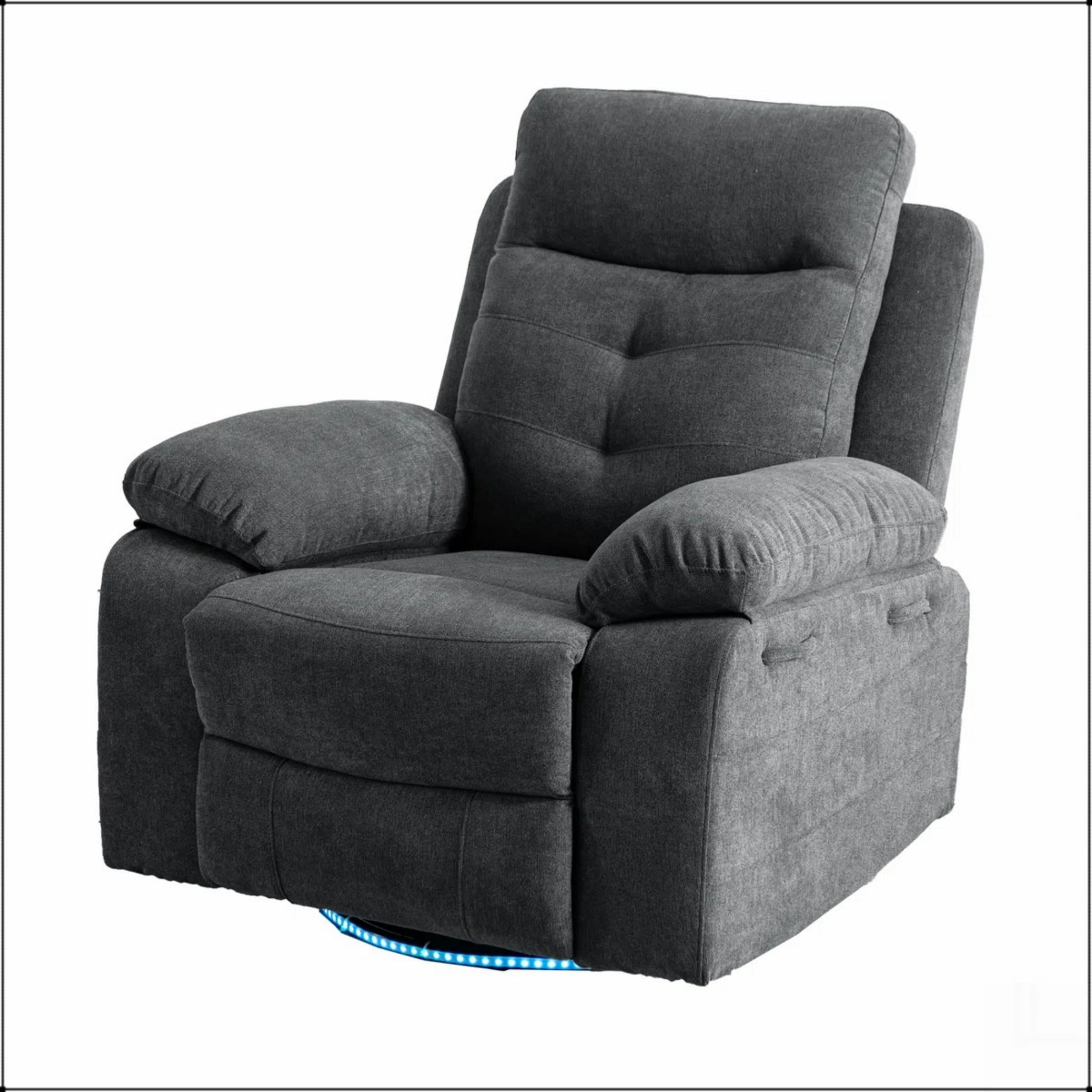 Aukfa Swivel Glider Power Recliner Chair with Bluetooth Speaker, LED Light, USB/USB-C, Storage Pockets