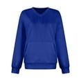 thumbnail image 4 of VISALY Pullover Sweatshirt for Womens Plus Size Sweatshirts V-Neck Pullover with Pocket Fall Winter Loose Fit Tops Long Sleeve Shirts Oversized Lightweight Sweatshirt Basic Tops Blue Xl, 4 of 7