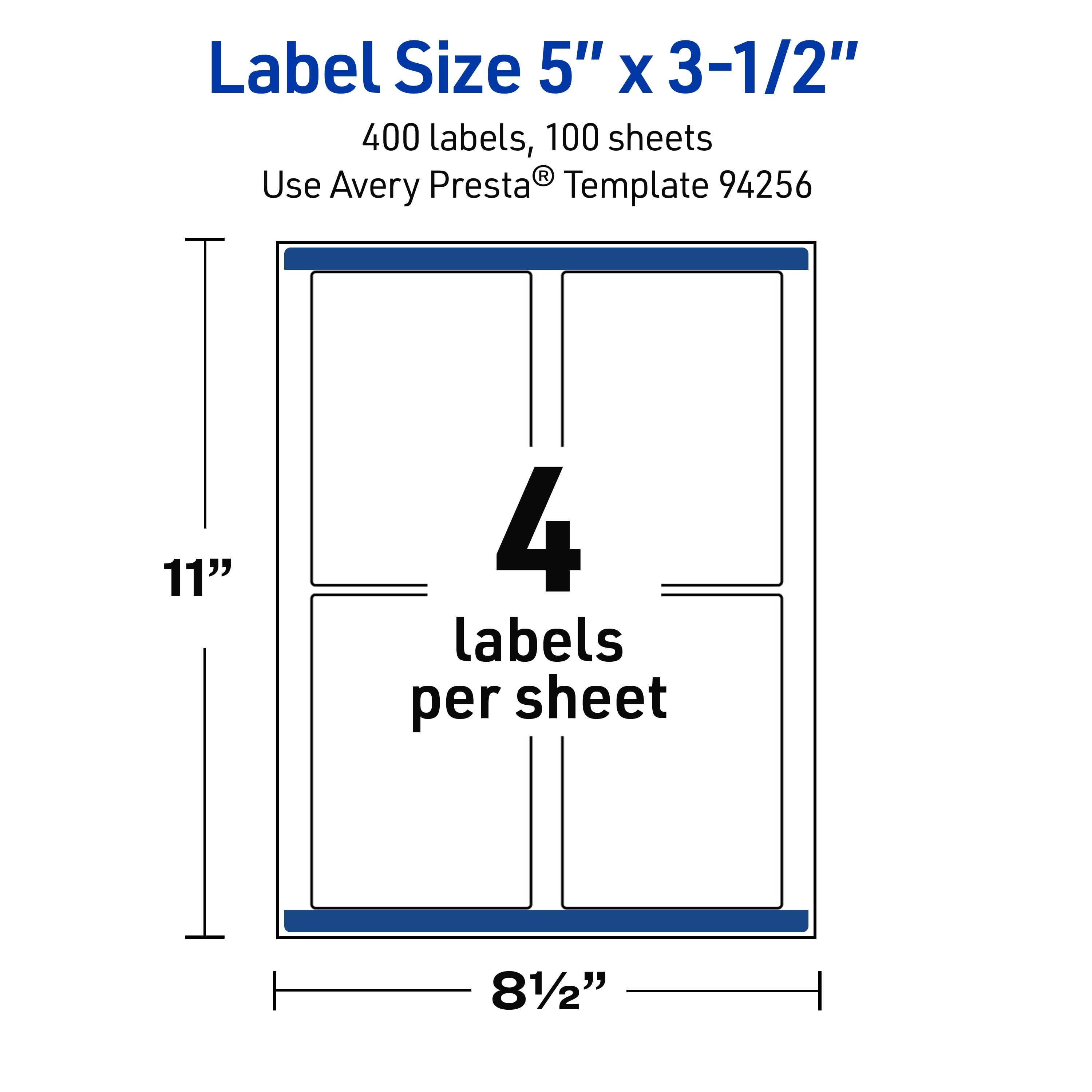 Avery Waterproof Rectangle Labels, 5" x 3.5", 400 Total