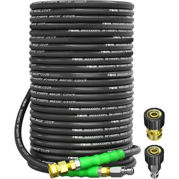 POHIR 150FT Pressure Washer Hose 3/8" 4200PSI Kink Resistant Wire Power Washing Hose