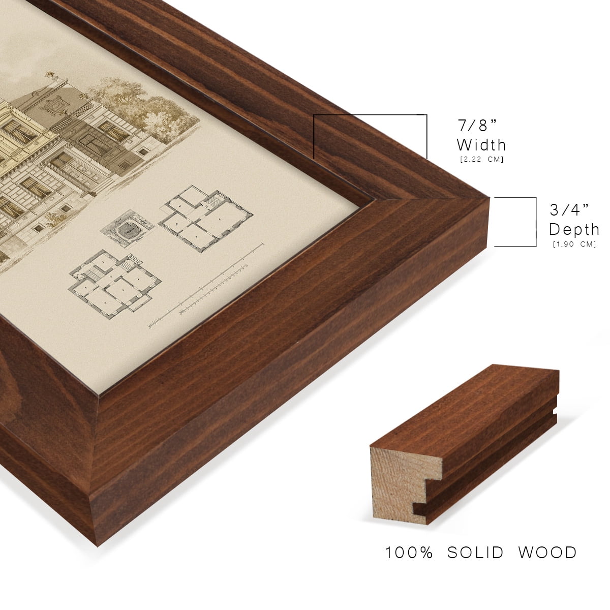 Estate and Plan III -Framed Print w/glass-Chestnut