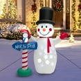thumbnail image 3 of Patiojoy 6ft Christmas Inflatables Snowman, Blow Up Snowman, Penguin on North Pole Sign, Lighted Xmas Yard Decoration w/ Snowflake Projection Lamp, 3 of 10