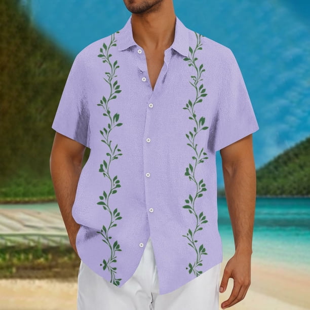 Blusa y camisa de manga corta con cuello vuelto Camisa casual para hombre Camisa de bolos vintage de manga corta Camisas de verano de playa cubana Camisa con botones Blusa para hombre Poliéster