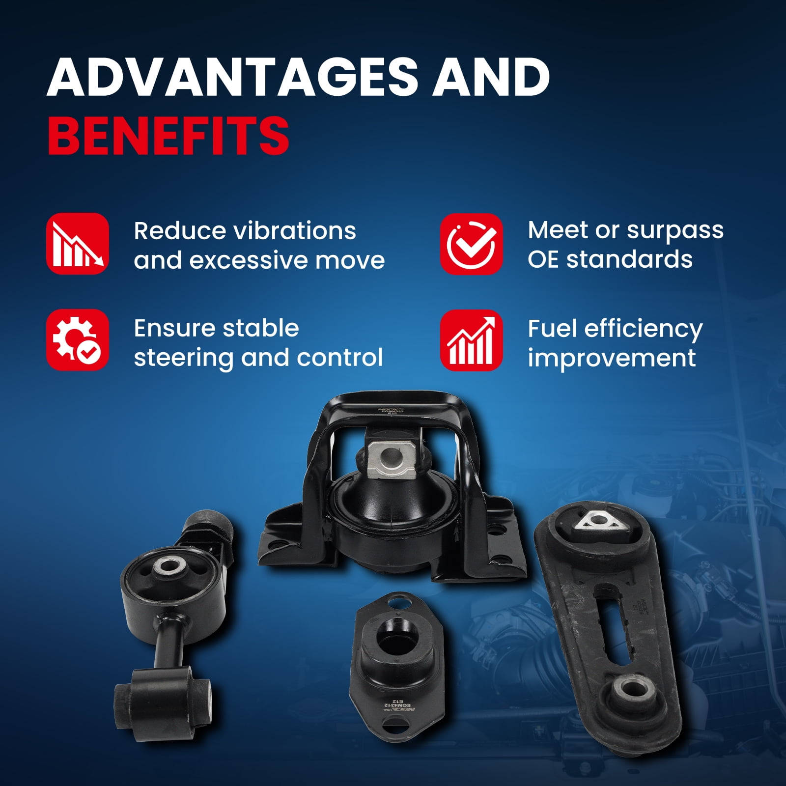 MOCA AUTOPARTS Engine Motor and Transmission Mount Kit Fit for 2007-2012 Nissan Versa 1.8L & 2009-2014 Nissan Cube 1.8L