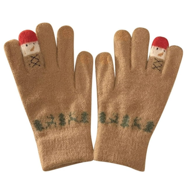 Fingerless Touchscreen Knitted Five Finger Warm Thermal For Winter Holiday Comfort