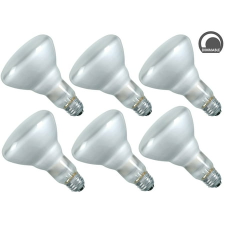 500 Base Unit - Luxrite LR20880 (6-Pack) 65-Watt BR30 Incandescent Flood Light Bulb, Dimmable, Frosted Finish, 500 Lumens, E26 Base