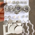 thumbnail image 5 of Metal Creative Simple Fried Dough Twists Chain Earring Set, 5 of 9