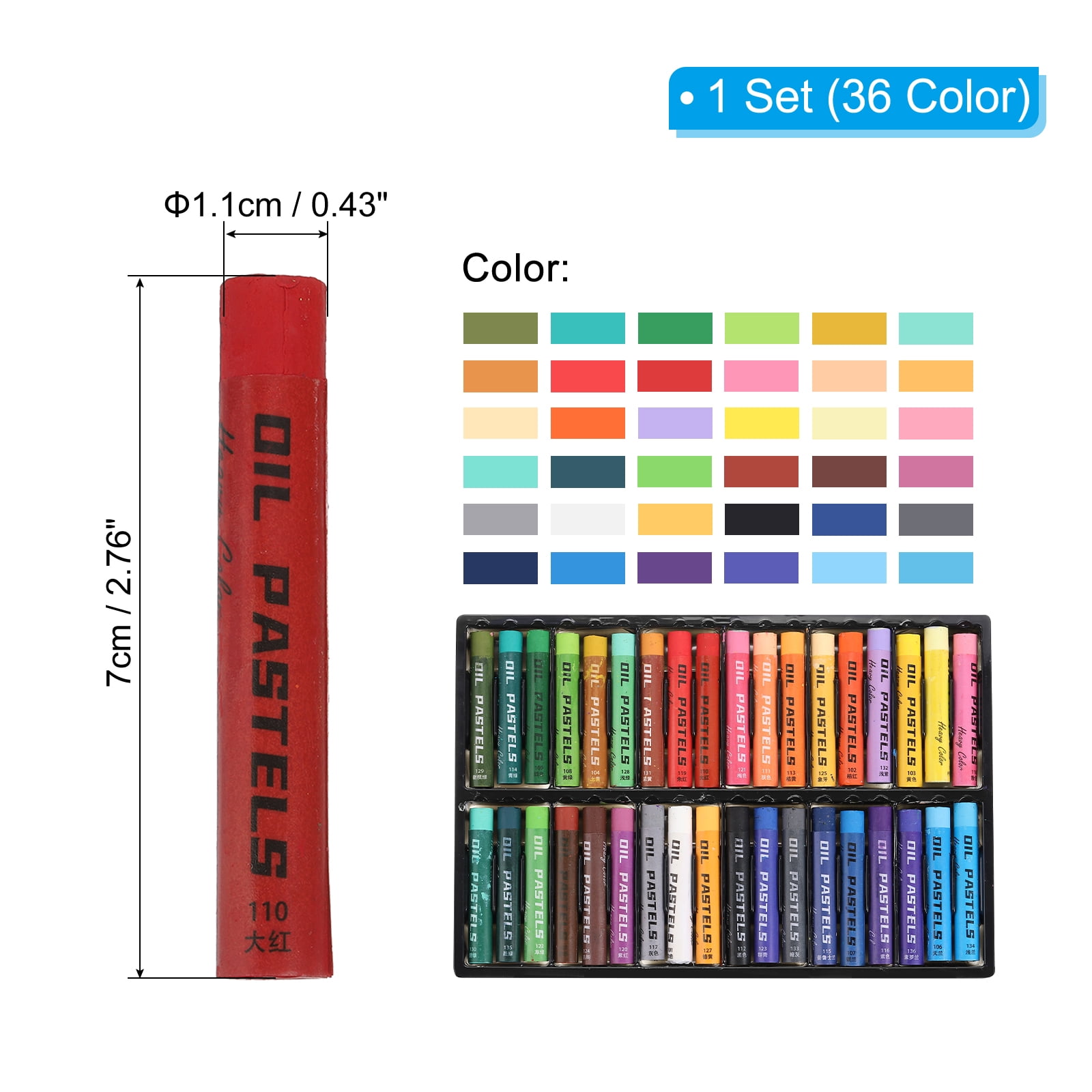 Uxcell 36 Colors Oil Pastels, 36 Color Soft Oil Crayons Creamy Pastels Stick Art Supplies for Art