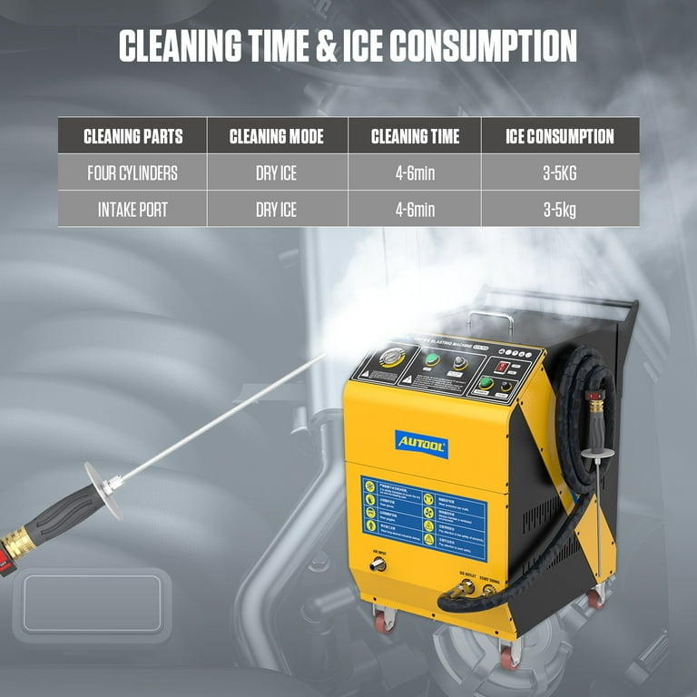 AUTOOL Automotive Dry Ice Blasting Cleaning Machine for 0.12-0.2inch Dry  Ice, Engine Carbon Deposit Cleaning Exhaust Pipe Cleaner,No Disassembly Dry  Ice Blasting Cleaning Machine 