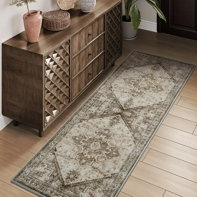Tapis de Salon Tapis de Chambre Lavable Vintage Traditionnel Foncé