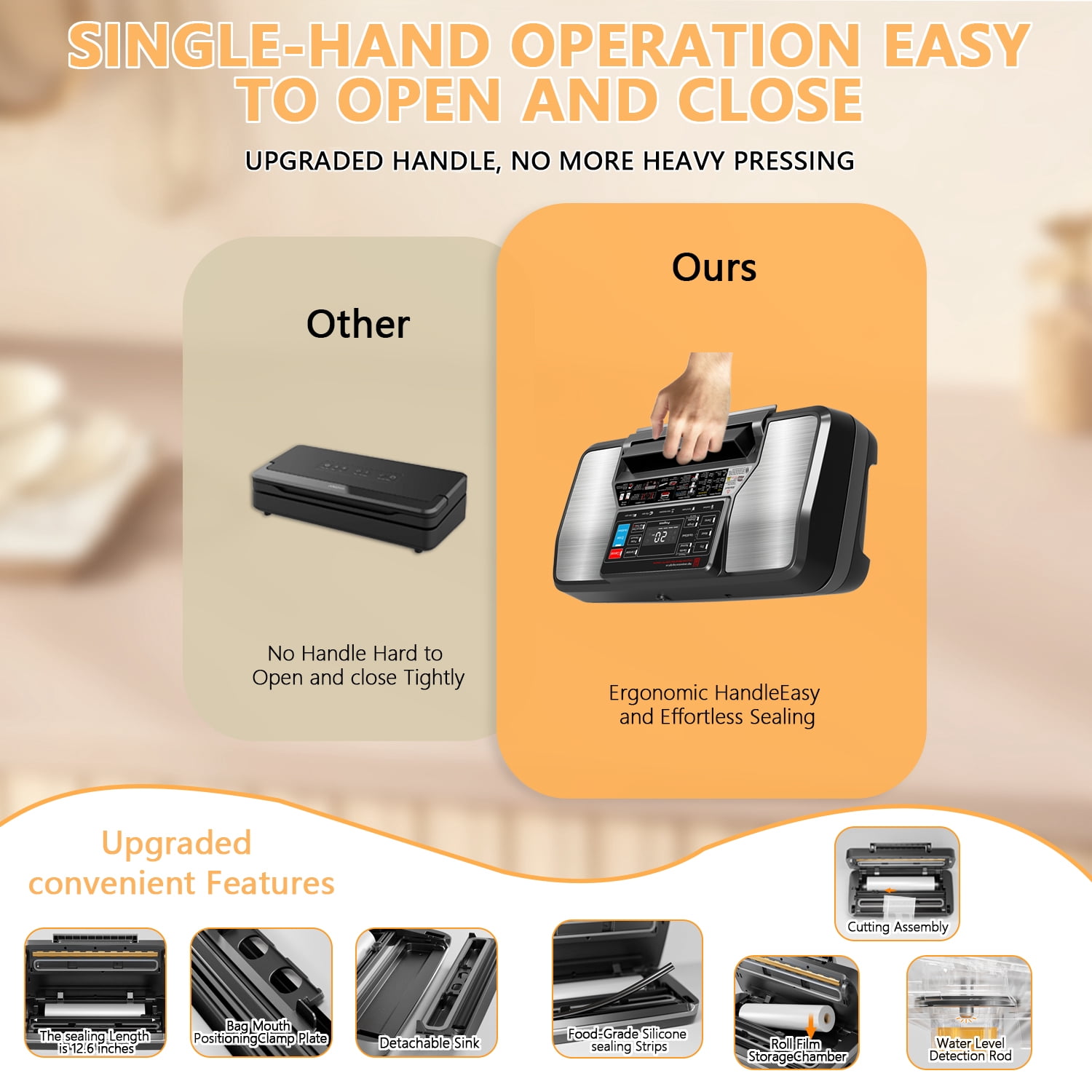 Food Vacuum Sealer Machine with Rolls Food Vacuum Sealer Bags, Automatic Food Saver with Dry & Moist Food Modes, Built-in Cutter, External Vac for Jars and Containers