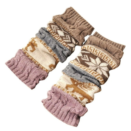 

Honrane 1 Pair High Socks Christmas Design Deer Snowflake Patterns Crochet High Stretchy Long-term Wearing Keep Warm British Style Women Cable Knit Knee-High Winter Boot Socks for Shopping