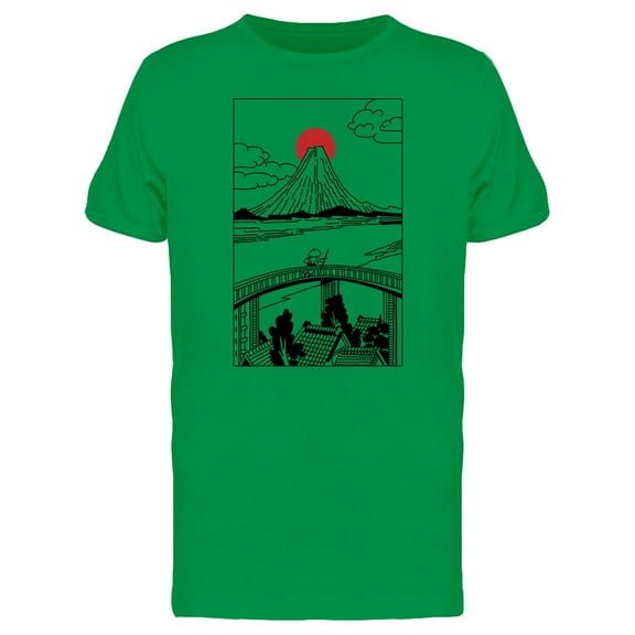 Japanese Painting Mount Fuji T-Shirt Men -Image by Shutterstock, Male Large