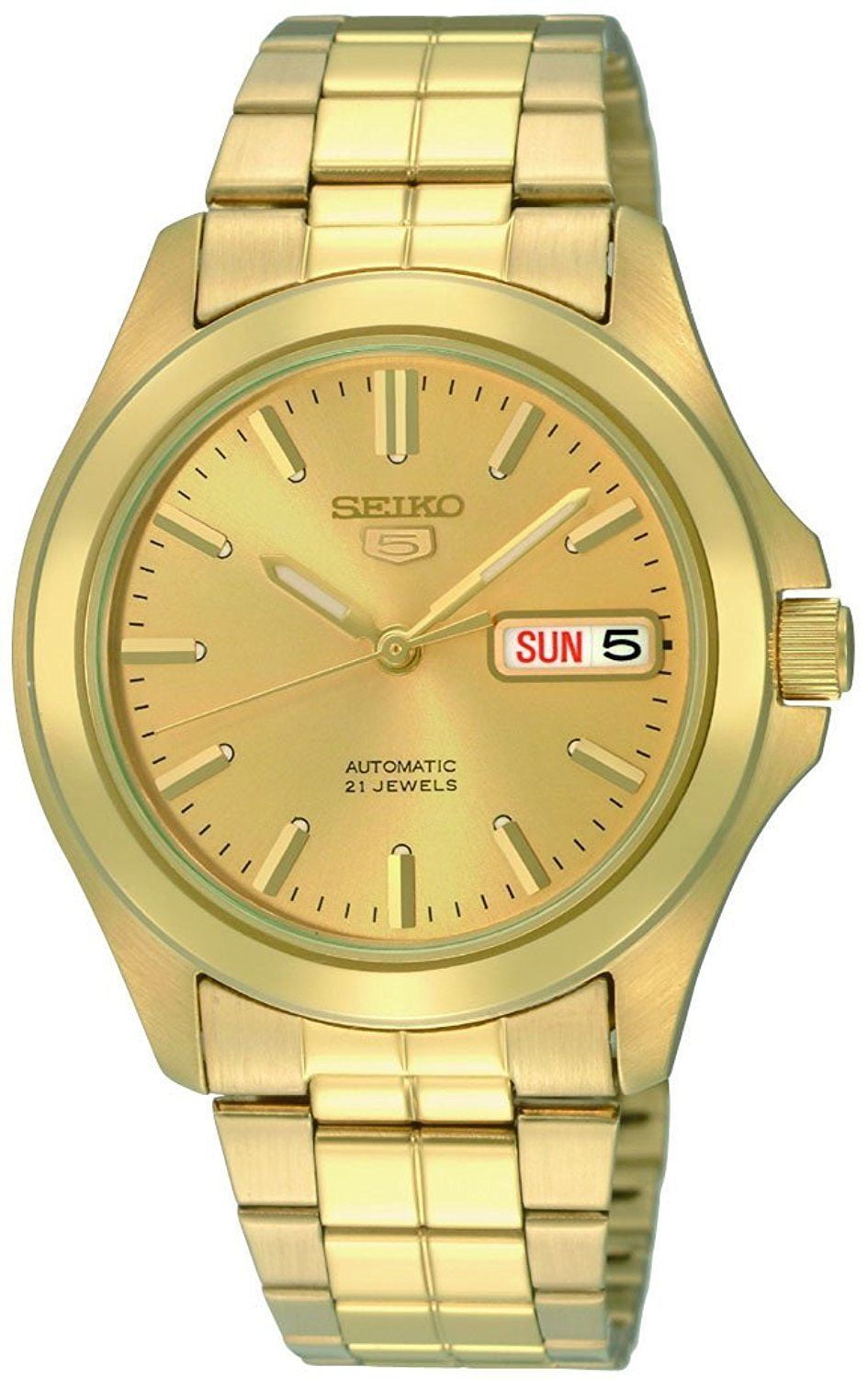 Seiko Men's SNKK98 Stainless Steel Analog with Gold Dial Watch - Walmart.com