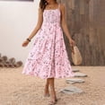 thumbnail image 6 of Summer Dresses for Women 2026 Women's Ditsy Floral Midi Dress Adjustable Spaghetti Strap Smocked Tiered A Line Casual Summer Vacation Dress, 6 of 9