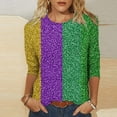 thumbnail image 2 of Penkiiy Blouse Carnaval Manches 3/4 Chemise de Printemps Quotidienne Tee Imprimé Masque Blouse Mardi Gras Col Rond 2024 Tee Tunique Habillée S Multicolore, 2 of 5