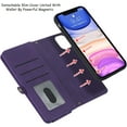 thumbnail image 4 of Compatible with iPhone 11 Wallet Case,Detachable 2 in 1 Magnetic [9 Card Slots] Removable Wrist Strap Zipper Wallet Shockproof Kickstand Multi-Function PU Leather Case for iPhone 11,6.1" Purple, 4 of 16