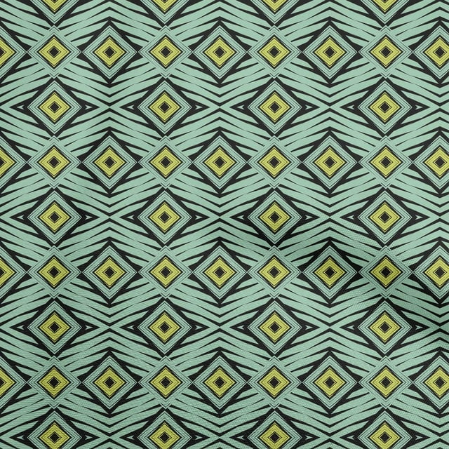 oneOone Rayon Green Fabric Geometric Sewing Craft Projects Fabric Prints by Yard 56 Inch Wide