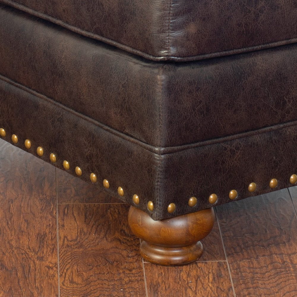 Roundhill Furniture Leinster Faux Leather Upholstered Ottoman, Brown