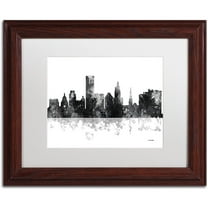 Trademark Fine Art "Providence RI Skyline BG-1" Canvas Art by Marlene Watson, White Matte, Wood Frame