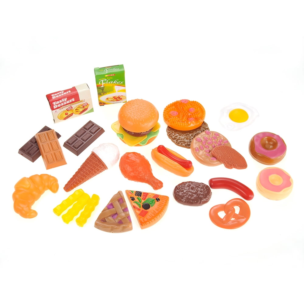 PlayWorld Kitchen Connection Fast Food & Dessert Play Food Set For Kids - 30 pieces - Multicolor