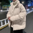 thumbnail image 6 of Men Cotton Padded Coat Stand Collar Long Sleeve Zipper Placket Thickened Jacket with Side Pockets Solid Color Puffer Outwear, 6 of 8