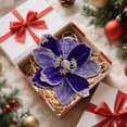 thumbnail image 5 of 1 Pcs Glitter Velvet Christmas Poinsettia Flower,7.87 inch Artificial Velvet Magnolia Flower,Christmas Tree Decoration,Sequined Velvet Poinsettia Flower for Home Table Decorations,Z1-Blue, 5 of 5