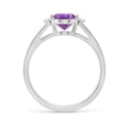thumbnail image 2 of ANGARA Natural Oval 1.6 ct Amethyst with Diamond Collar Solitaire Ring in 14K White Gold for Women (Size-9x7mm) | February Birthstone, Anniversary, Jewelry Gift for Women | Natural Amethyst Ring, 2 of 10
