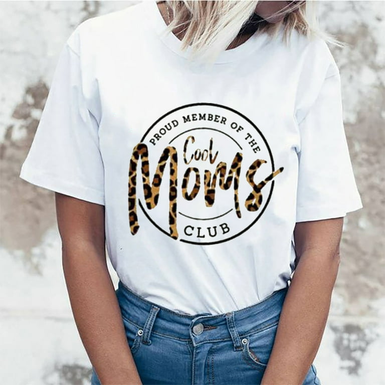 REORIAFEE Graphic Tees for Women Vintage 90s Crewneck Mother Day's Print  Tees Short Sleeve T-Shirt Blouse Tops Bohemian T Shirts White M 