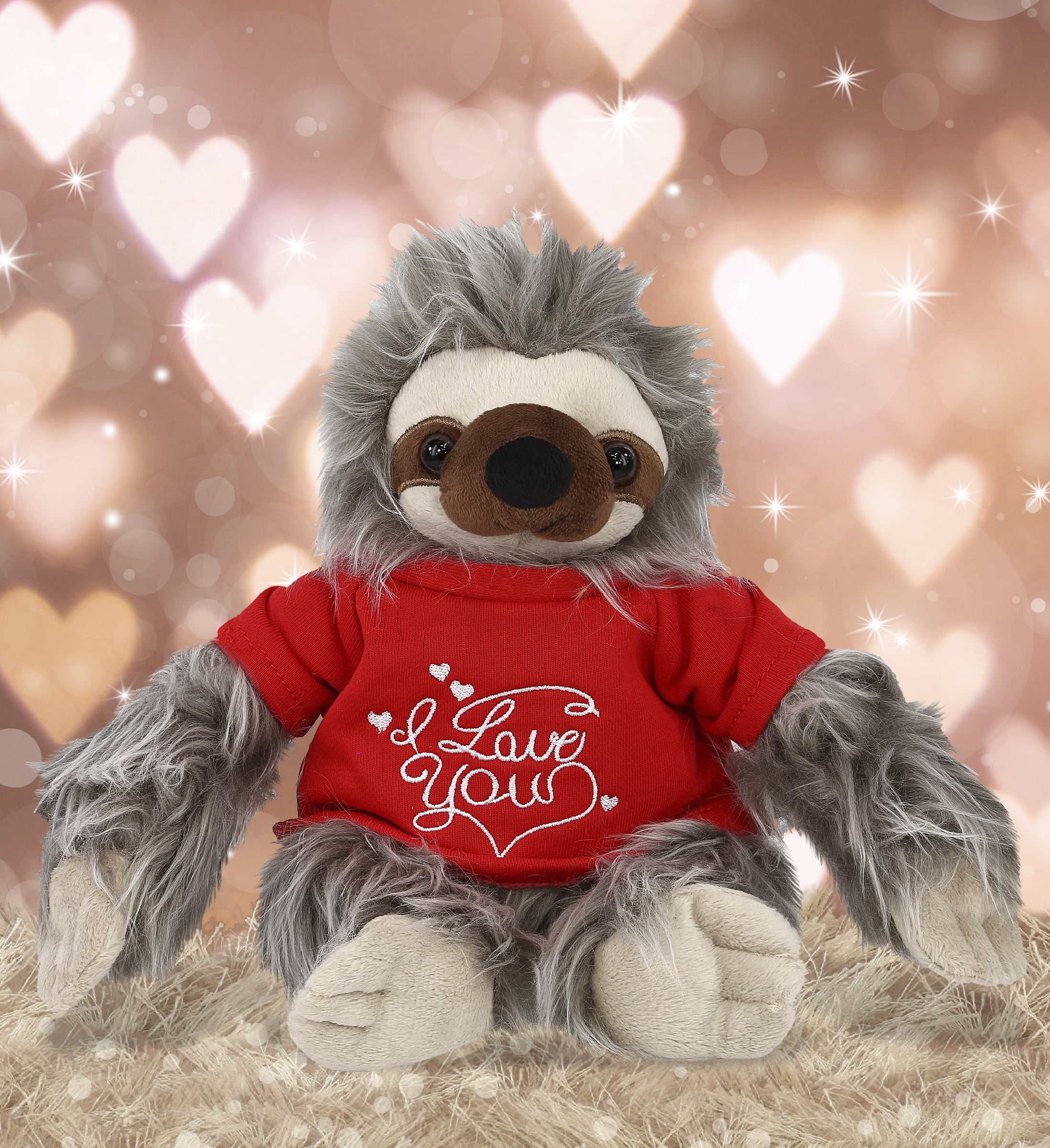 DolliBu I LOVE YOU Super Soft Grey Sloth Plush- Cute Sloth Plush Stuffed Animal with I Love You Red Shirt For Valentine, Anniversary, Romantic Date, Boyfriend, or Girlfriend Gift - 7 Inches