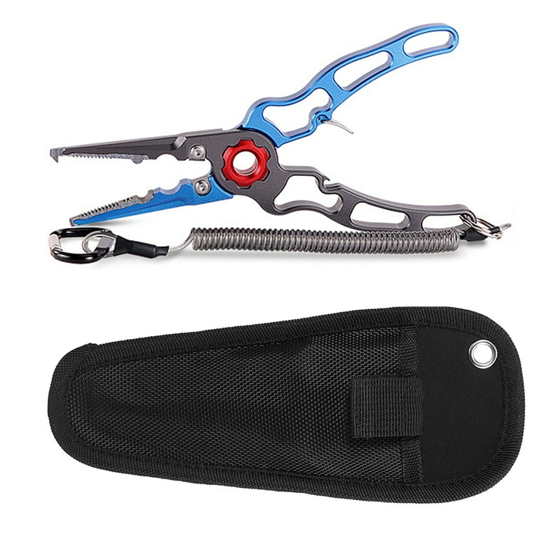 Wolfyok Aluminum Fishing Pliers and Stainless Steel Hook Removers Pliers  Saltwater Split Ring Tool Blue for Fishing Gear Accessories Line Cutters  with Sheath and Lanyard 