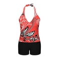 thumbnail image 5 of Hfnxid Women Tankini Swimsuit Plus Size Tummy Control Bathing Suit Fashion Printed Swim Top with Shorts Loose Fit Halter Beach Swimsuits Red XL, 5 of 8