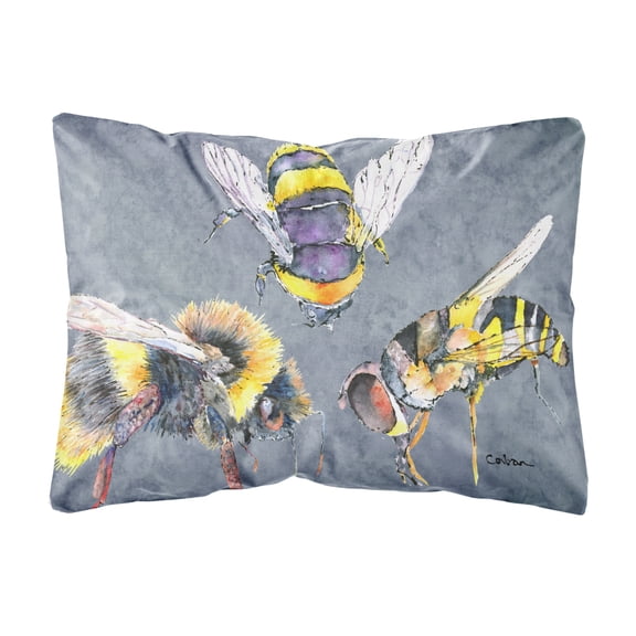 Carolines Treasures 8879PW1216 Bee Bees Times Three Canvas Fabric Decorative Pillow, 12H x16W, multicolor