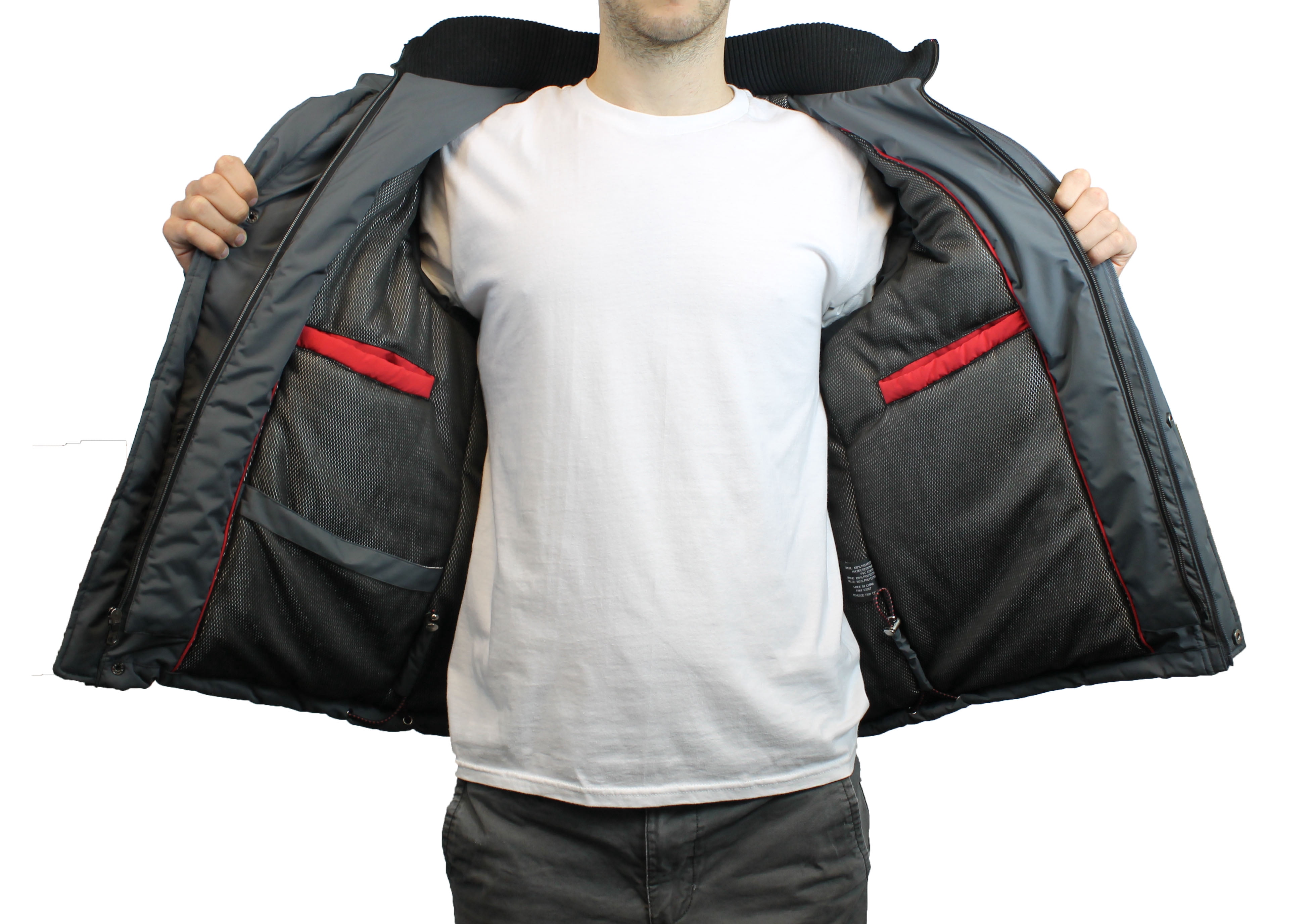 Mens Heavyweight Hooded Parka Jacket With Stripe Trim