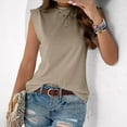 thumbnail image 7 of Arnsht Cap Sleeve Tops for Women Summer Top Basic Tee Shirts Casual Round Neck Tank Loose Fit Solid Color Fashion Top Khaki XL, 7 of 7