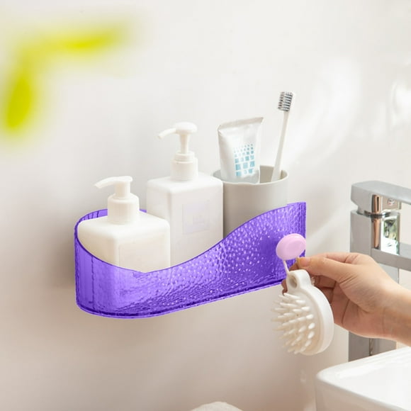 Fasiaou Transparent Toilet Storage Rack Toilet Washroom Washbasin Wall Mounted Non Perforated Bathroom Cosmetics Storage Rack With Hooks