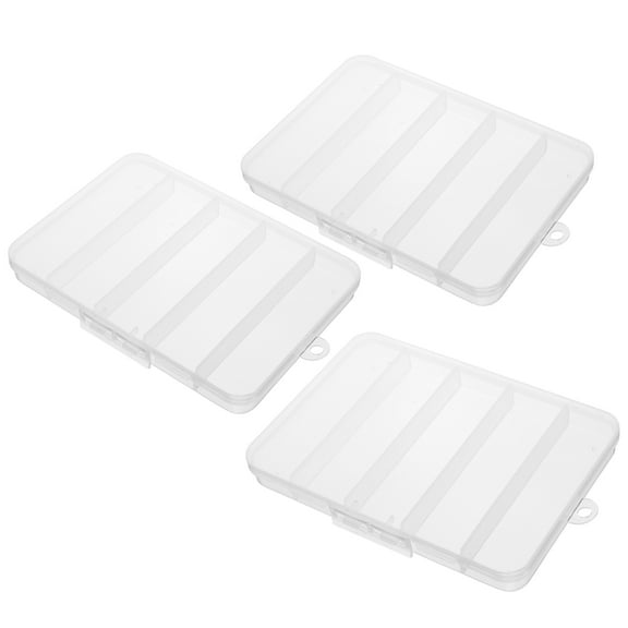 HOMEMAXS 3 Pcs 5 Grid Clear Fishing Tackle Bait Hooks Storage Box Plastic Beads Jewelry Making Findings Utility Organizer Container Case For Jewelry Diy Crafts
