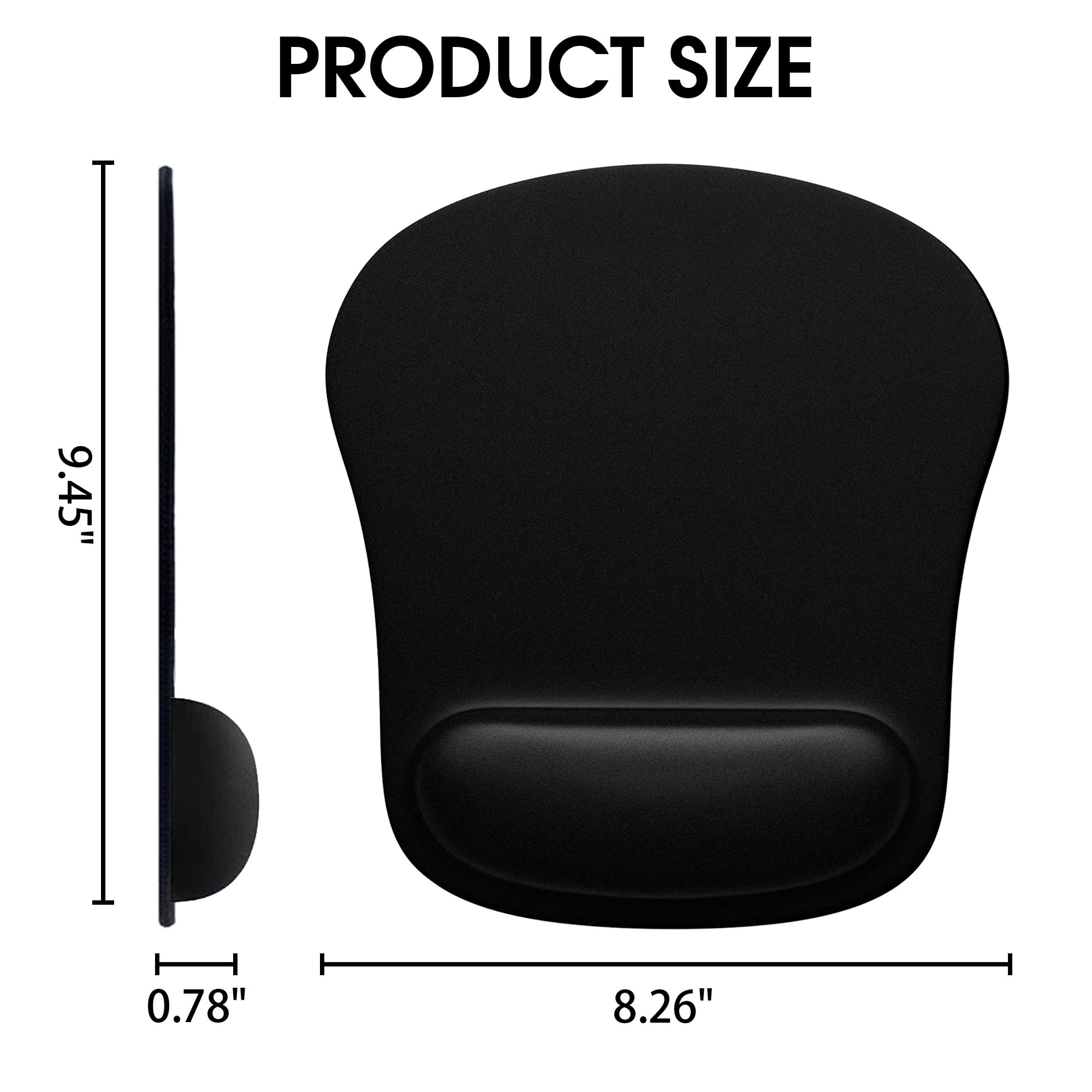 Mouse Pad with Wrist Rest, Ergonomic Computer Mouse Pad Relief Carpal Tunnel Pain, Non-Slip Gaming Mouse Pad for Desk, Laptop, Office & Home, Black