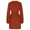 thumbnail image 4 of Hinvhai Women's Casual Knitted Sweater Dress ,Classic Long Sleeve Cable Knit Belted Dress Loose Mini Tunic Pullover Sweater Dress for Womens Red 2(XS), 4 of 5
