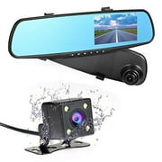 Dash Cameras for Cars And Back Up HD 4.3" 1080p Car Camera Video Recorder Cam Rearview Mirror DVR with Dual Lens