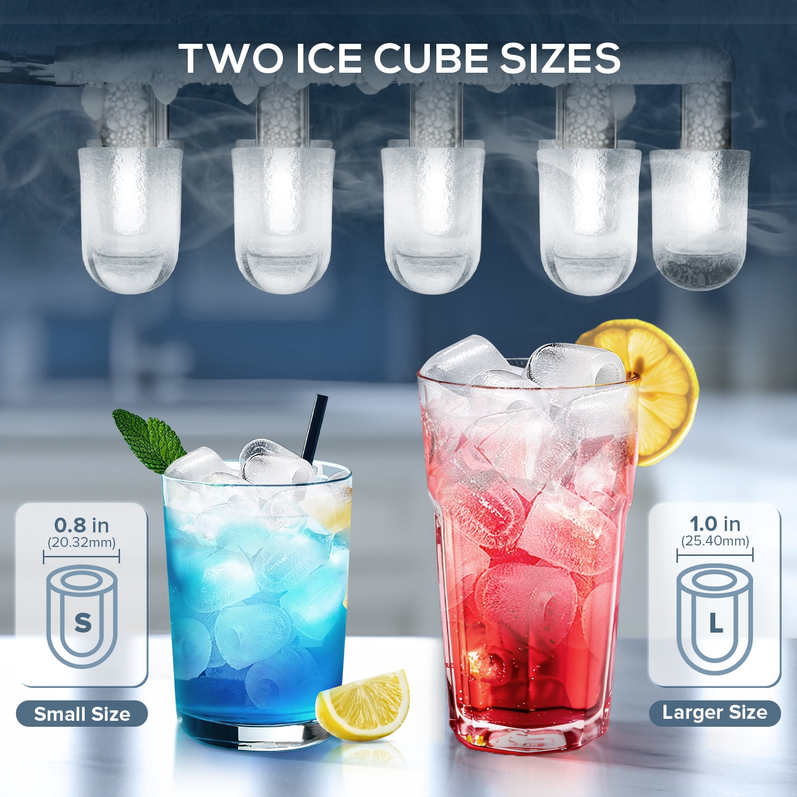 Auseo 18 lbs/24H Countertop Ice Maker Machine,  6 Bullet-Shaped Ice in 6 Min, Auto-Cleaning, Black