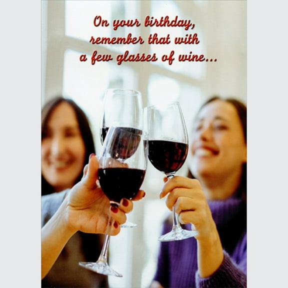 Oatmeal Studios A Few Glasses of Wine: Photo of Women Clinking Glasses Funny / Humorous Feminine Birthday Card for Her