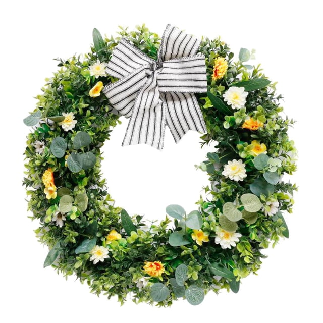 Guirnalda de flores artificiales verdes, plantas artificiales, guirnalda de hiedra para la pared de la puerta de entrada F blanco