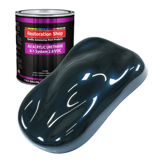 Restoration Shop Dark Midnight Blue Pearl Acrylic Urethane Auto Paint - Gallon Paint Color Only, Single Stage High Gloss