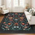 thumbnail image 7 of Garvee 5'x7' Floral Printed Area Rug Vintage Soft Rug, Washable Low Pile Rug Stain Resistant Farmhouse Indoor Carpets with Non Slip Backing for Living Room Bedroom Playroom, Black, 7 of 7