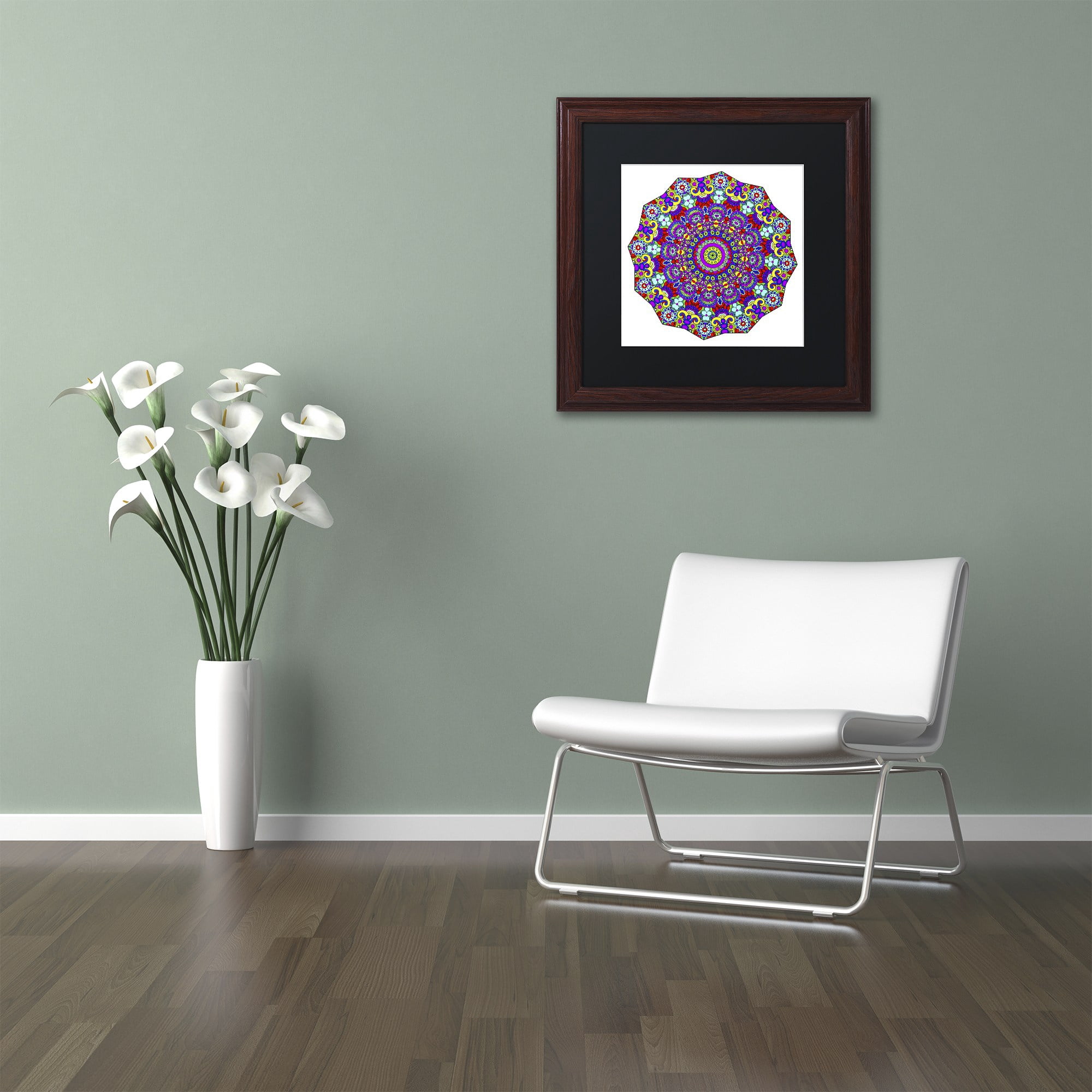 Trademark Fine Art "The Sigh Mandala" Canvas Art by Kathy G. Ahrens, Black Matte, Wood Frame