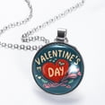 thumbnail image 2 of Valentine's Day Font Glass Circular Pendant Necklace - Women's Jewelry, 2 of 5