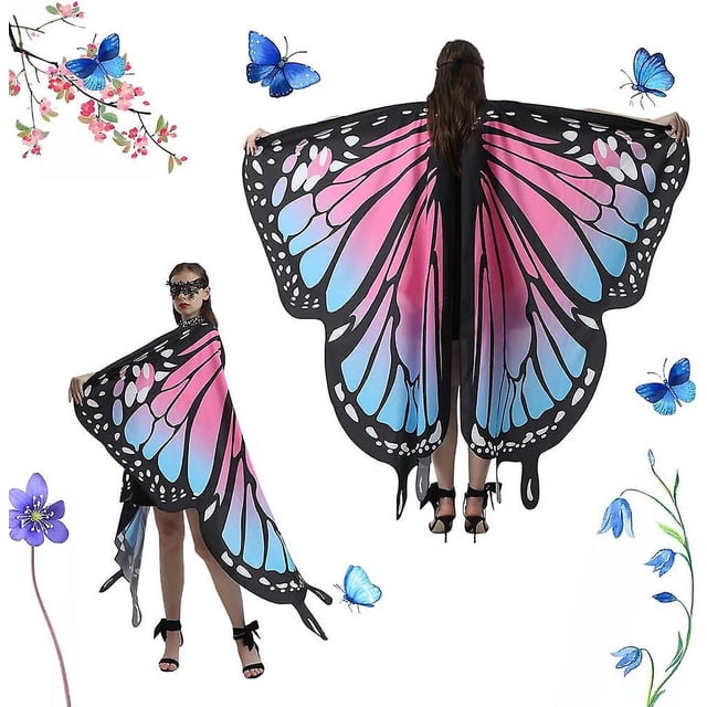 Alas de mariposa Disfraces de mariposas para adultos Capa de ala de hadas colorida Mantón de mariposa para mujer YONGSHENG