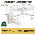 thumbnail image 5 of QZYeYun Metal Stairway Queen Loft Bed with L Shaped Desk and Built-in Wardrobe, White, 5 of 8