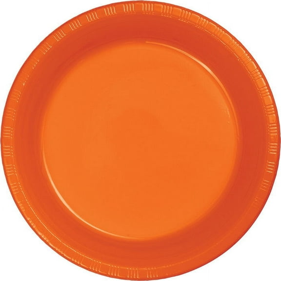 240 Count Bulk Pack Sunkissed Orange Plastic Banquet Plates 10.25 inch